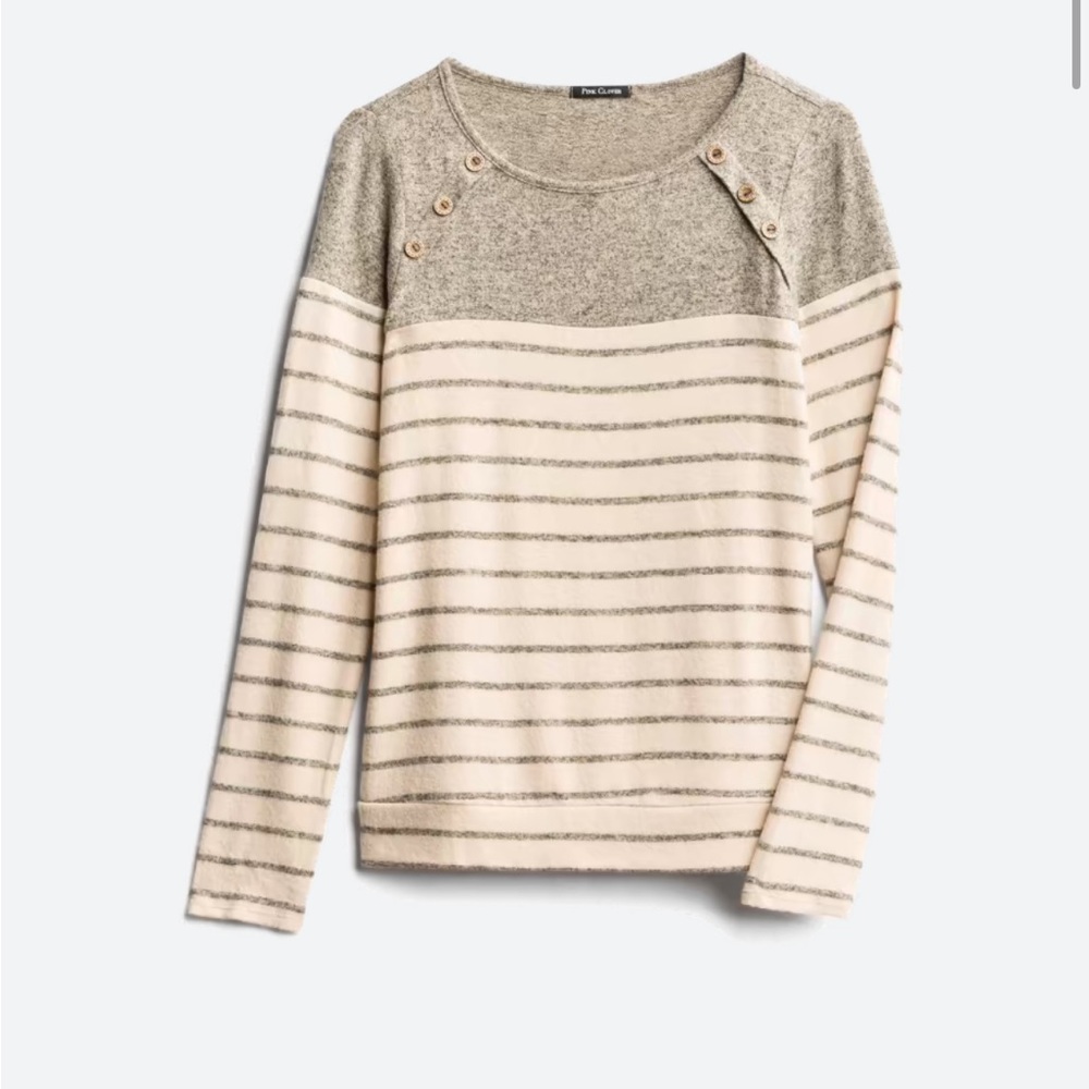 Pink Clover Luna Button Detailed Brush Knit Top